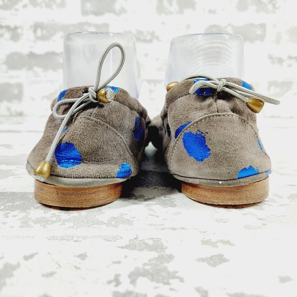 Georgina Goodman Suede Grey with Blue Dots Slip On Ballet Flats C186 - Picture 6 of 12